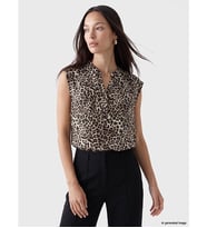 LCW EVERYDAY Kahverengi Kaçık Yaka Leopar Desenli Bluz