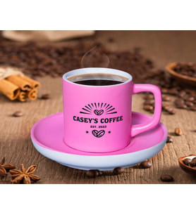 BK Gift Kişiye Özel Tarihli İsimli Mat Pembe Renk Türk Kahvesi Fincanı-3 Renkli Türk Kahvesi Fincanı, Arkadaşa Hediye, Anneye Hediye, Kahve Fincanı