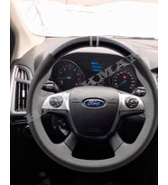 Ford Connect Dikme Direksiyon Kılıfı Parlak Siyah Gri Detaylı Gri Çift Yüzük ve Dikiş 2014-2022