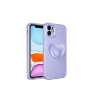 Apple iPhone 11 Uyumlu Kılıf Kamera Korumalı Simli Pop Soketli Lüks Zore Koton Soketli Kapak (Lila)