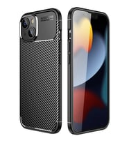 iPhone 14 Plus Kılıf Auto Focus Karbon Kapak - Siyah