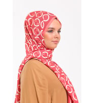 Geometrik Desen Modal Seri Şal Eşarp Askısı ile Birlikte 75x200 cm Pembe Krem-75