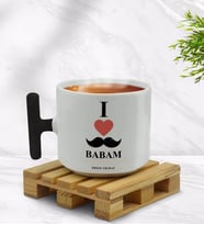 BK Gift Kişiye Özel Babamı Seviyorum Tasarımlı Siyah T Kulplu Middle Kupa Bardak-1