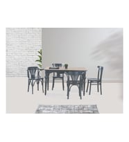 TOLEDO MASA VE DEKOPAJLI SANDALYE TAKIMI, MEŞE ANTRASİT, 125X80 (Siyah)