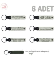 Seramik Kursu Mezuniyet Hatırası, 6'lı Set, Kişiye Özel İsim Yazılı Hediye Anahtarlık, Beyaz & Yeşil