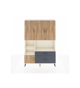 Arges Dolap 7 Raflı 2 Çekmeceli 5 Kapaklı 132x30x195 Aytaşı-Çam/Antrasit