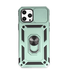 Apple İphone 12 Pro Max Kılıf Pars Lens Yüzüklü Silikon - Yeşil