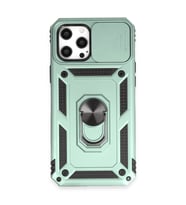 Apple İphone 12 Pro Max Kılıf Pars Lens Yüzüklü Silikon - Yeşil