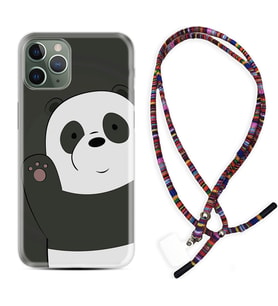 Apple iPhone 11 12 13 14 Pro Max Kılıf Boyun Asklı Rasta Silikon Hello Panda 1709