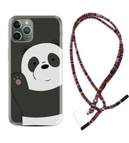 Apple iPhone 11 12 13 14 Pro Max Kılıf Boyun Asklı Rasta Silikon Hello Panda 1709