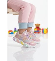 Promax Beyaz Cırtlı Işıklı Hafif Kız Çocuk Spor Ayakkabı 1998 P (Pembe)