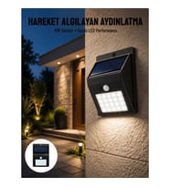 Mey İthalat® Bahçe Aydınlatması Güneş Enerjili Led Işık Lamba Sensörlü Dekoratif Yeni Nesil