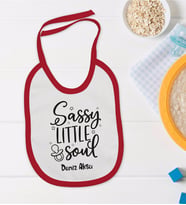 BK Kids Kişiye Özel Sassy Little Soul Tasarımlı Kırmızı Bebek Mama Önlüğü-1