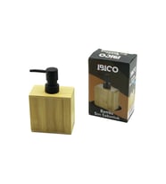 DİKDÖRTGEN AHŞAP BAMBU SIVI SABUNLUK SİYAH PLASTİK POMPA 5.8 X 9.9CM - Y: 10CM (5680)