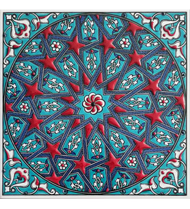 Armada Çini 20x20 Cm ED 333 Turkuaz Yıldızgeçme Desenli Eldekoru Çini karo