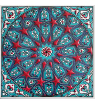 Armada Çini 20x20 Cm ED 333 Turkuaz Yıldızgeçme Desenli Eldekoru Çini karo
