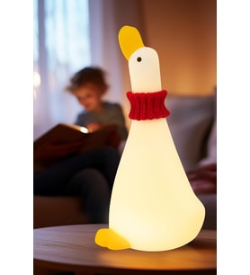 Çocuk Bebek Odası  Boyunluklu Ördek Figür Gece Lambası LED Işık Sevimli Figürlü Dokunmatik Slikon (Beyaz)