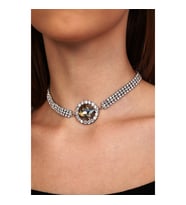 Kadın Gold Oval Model Zirkon Taşlı Gümüş Pırlanta Gerdanlık Kolye Tasma Abiye Düğün Nişan Choker