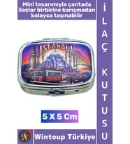 #Hediye Dekoratif Hediye İstanbul Temalı 2 Bölmeli Vitamin Hap Tablet İlaç Saklama Kutusu 5 X 5 Cm