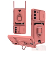 Galaxy S21 FE Kılıf Zuma Kartvizitli Yüzüklü Silikon - Pembe
