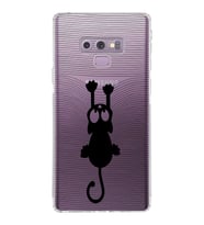 Samsung Galaxy Note 9  Kamera Korumalı Kapak Çizgi Kedi Tasarımlı  Şeffaf  Kılıf