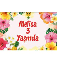 Çiçekler Temalı Doğum Günü Afişi 35X50 cm
