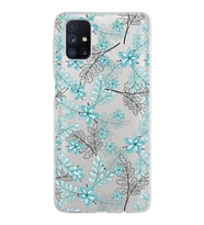 Samsung Galaxy M51 Kapak Floral Su Yeşili Tasarımlı Şeffaf Silikon Kılıf