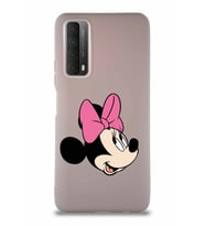 Huawei Y7A Soft Premier Kapak Minnie Mouse-A Tasarımlı Silikon Kılıf - Pudra (Şeffaf)