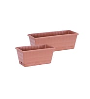 Sağlam Plastik Balkon Saksı 2'li Set 30 cm-40 cm Kahverengi