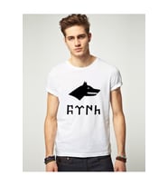 Göktürk Kurtlu Beyaz Erkek Tshirt