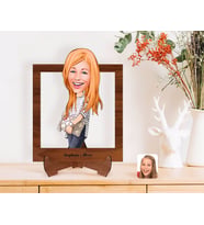 BK Gift Kişiye Özel Kadın Karikatürlü Ahşap Standlı 3D Biblo-11 (Beyaz)
