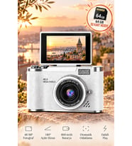 4K Ultra HD Dijital Fotoğraf Makinesi – 64MP, 18X Dijital Zoom, 180° Döner Ekran, Selfie & Vlog Kamerası