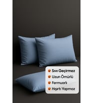2'li Fermuarlı Sıvı Geçirmez Yastık Alezi Yastık Koruyucu (Mavi)