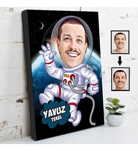 Astronot Karikatürlü Kanvas Tablo