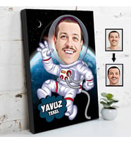Astronot Karikatürlü Kanvas Tablo