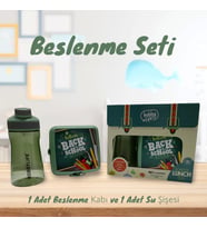 Yeşil Çocuk Beslenme Kabı SET*İçme şişesi´le* Erken Çocuk*Bölmeli*Bölmeli Beslenme Kutusu (Açık Yeşil)