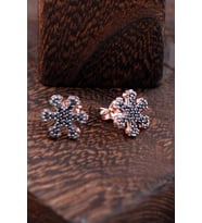 Kar Tanesi Rose Gümüş Küpe 2435 (Siyah)