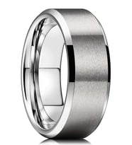 8 mm Köşeli Düz Model Unisex Kadın Erkek Çelik Alyans Yüzük (Beyaz) cl31