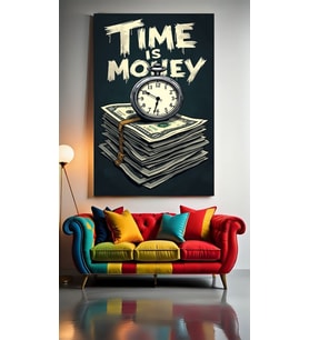 TİME İS MONEY Ev Duvar Salon Güzellik Salonu Ofis Dükkan Dekarasyon Kanvas Tablo (Akçaağaç)