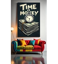 TİME İS MONEY Ev Duvar Salon Güzellik Salonu Ofis Dükkan Dekarasyon Kanvas Tablo (Akçaağaç)