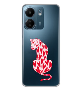 Xiaomi Redmi 13C Uyumlu Çita ve Kalp Desenli Şeffaf Telefon Kılıfı
