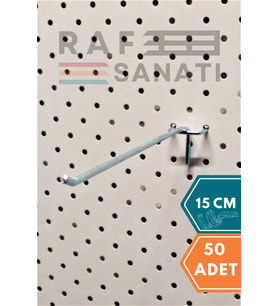 50 Adet Fon Kancası Delikli Pano Kancası 15 cm - Askı Kanca Raf Askısı Raf Aksesuar Tel Askı Raf Kancası