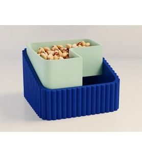 3D Baskı Fıstık Kasesi - Çift Hazneli Kabuk Ayırıcı Sunum Kasesi - Mavi Mint