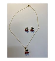 Kiraz Kolye Küpe Set