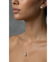 925 Ayar Gümüş İnci Kolye ve Küpe Seti – Zarif Hediye Seçeneği, Kadın Hediye, Usho Jewelry (Silver)
