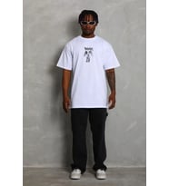 Erkek Baskılı T-Shirt Kısa Kol Bisiklet Yaka Regular Fit Tişört - Beyaz