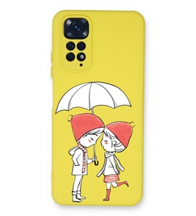 Xiaomi Redmi Note 11s Uyumlu Lansman Kılıf Aşk Tasarımlı İçi Kadife Kapak-Sarı (Şeffaf)