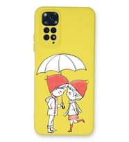 Xiaomi Redmi Note 11s Uyumlu Lansman Kılıf Aşk Tasarımlı İçi Kadife Kapak-Sarı (Şeffaf)
