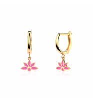 Mineli Lotus Çiçeği Altın Kaplama Gümüş Küpe