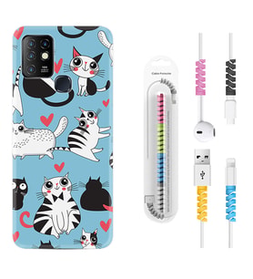 INFINIX Hot 8 9 10 11S Hot 10 Play 10T Kılıf Kablo Koruma Spiral Silikon Kedicikler 1772
